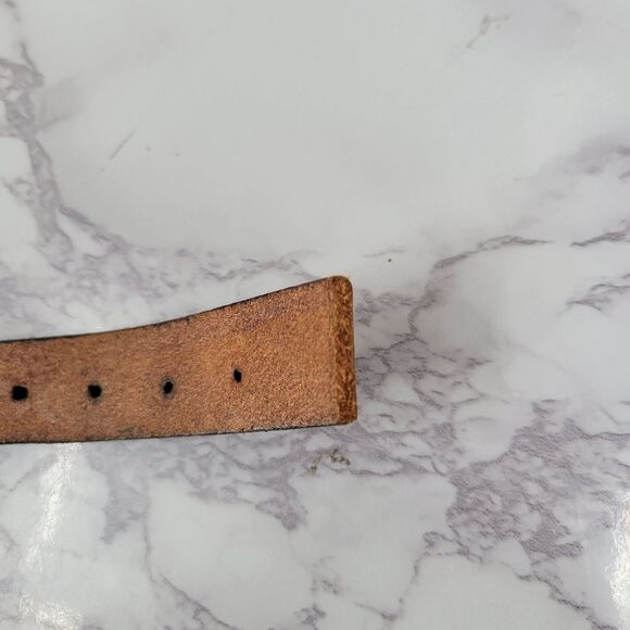 Vintage Brown Texas Embossed Leather Belt with Gold Toned Buckle - Picture 4 of 14